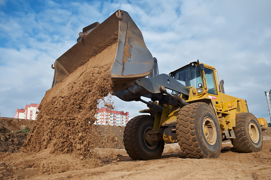 Wheel loader on work site